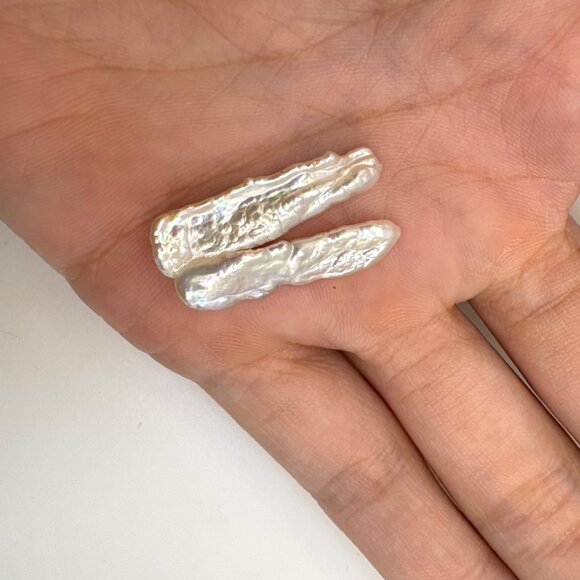 Loose Gemstone Baroque Double Bar Stick Cultured Pearl Size 1" Length - Picture 7 of 10